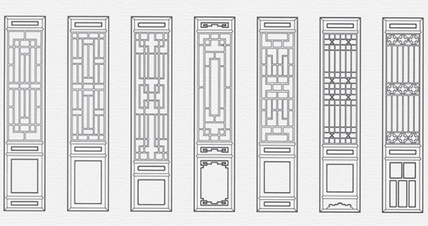 沙雅常用中式仿古花窗图案隔断设计图