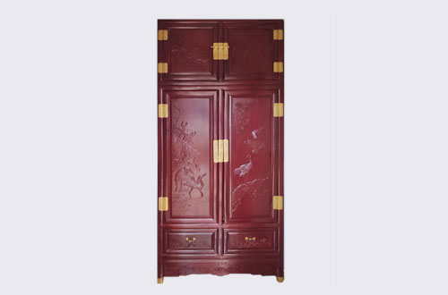 沙雅高端中式家居装修深红色纯实木衣柜